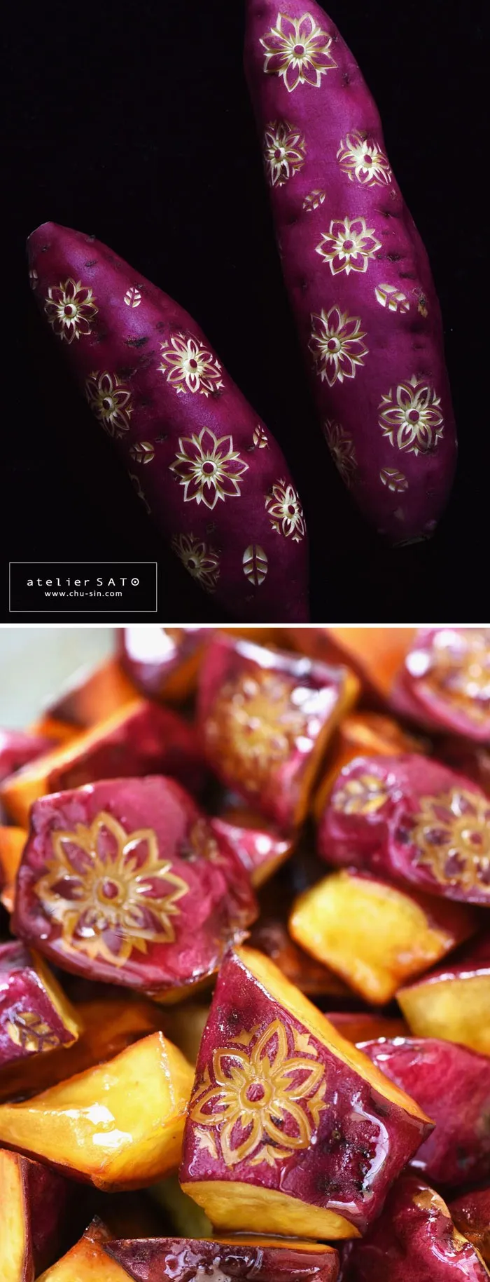 Artist Creates Beautiful Patterns On Fruits And Vegetables By Hand-Carving Intricate Designs