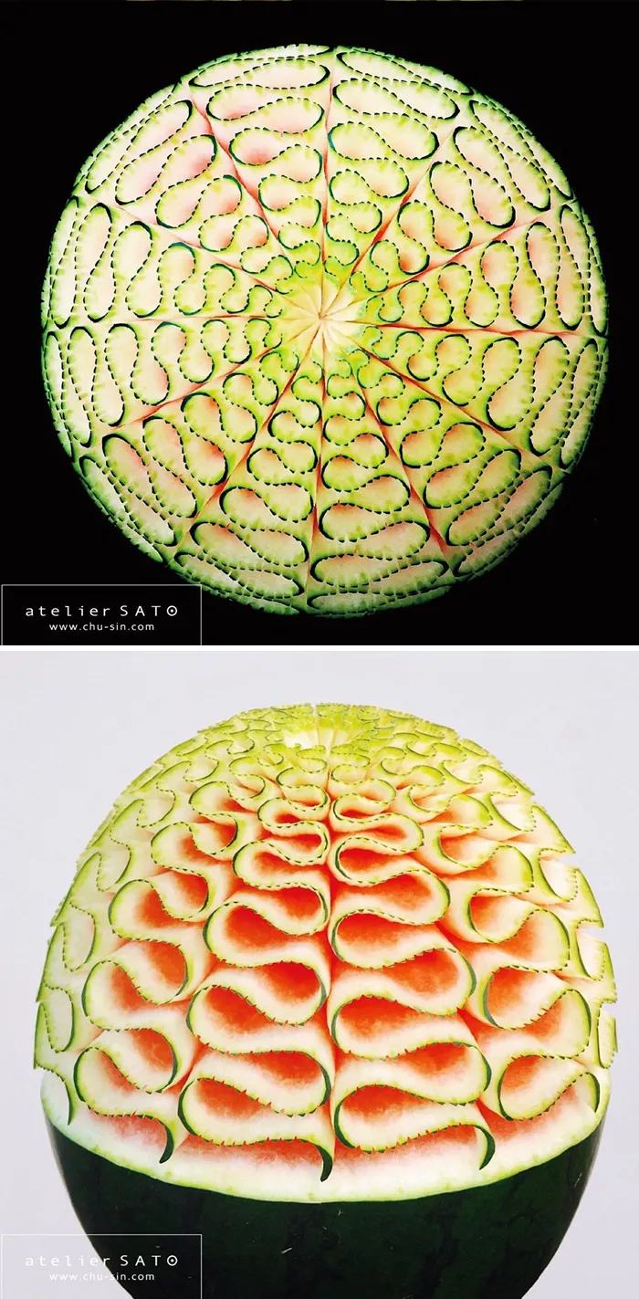 Artist Creates Beautiful Patterns On Fruits And Vegetables By Hand-Carving Intricate Designs