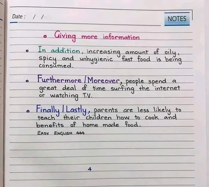 Giving more information in an essay