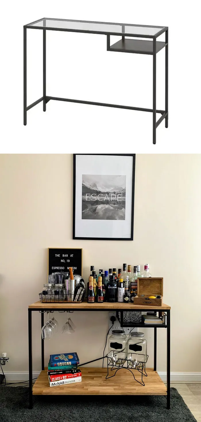 Mesa Vittsjo convertida en minibar