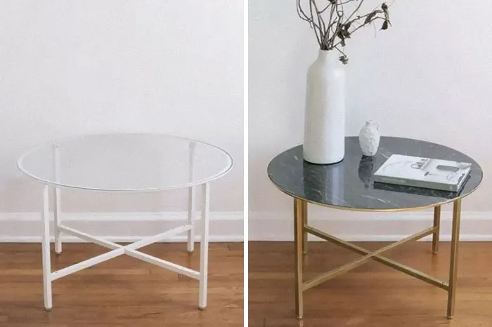 Add Black Marble Contact Paper And Gold Paint To The Vittsjö Coffee Table.