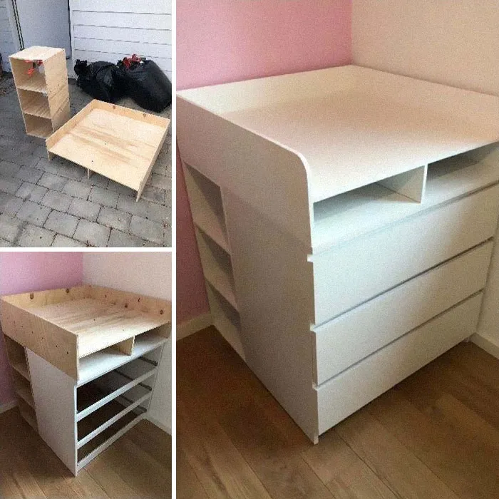 Malm convertido en cambiador para bebés