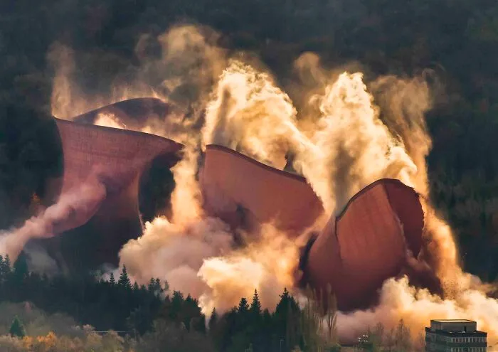Changing Landscapes Commended: John Hayward, 'Ironbridge Cooling Towers Demolition', Shropshire