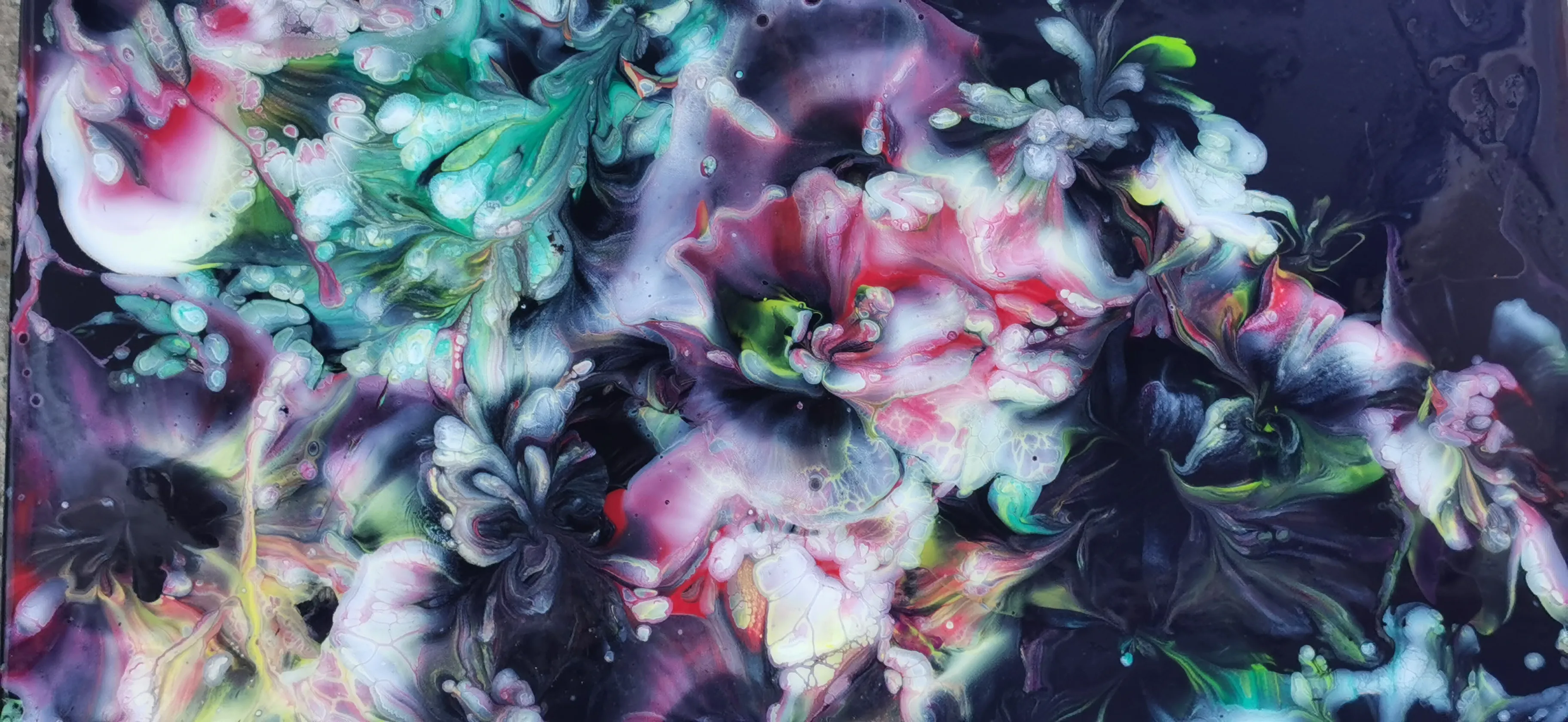 Mysterious Lady In Flower Garden ~ Do You See Her? ~ Acrylic Pour Painting