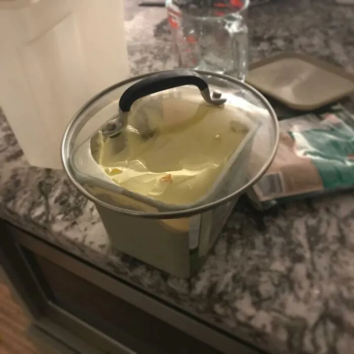 You Know You Have Pregnancy Brain When You Pull The Butter Back Out And Find This! Lol I Don't Even Know How I Am Able To Live Day To Day Anymore! Lol