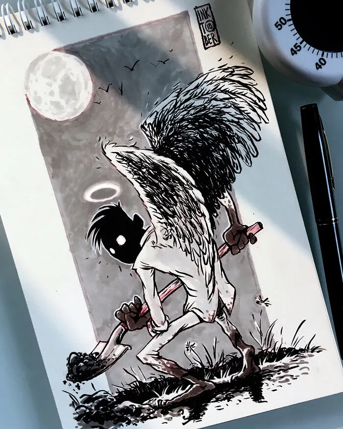 Las 40 ilustraciones de este artista ruso están llenas de humor negro y personajes inquietantes