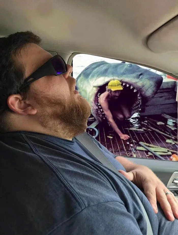 Este hombre se durmió durante un viaje en coche, y su esposa pidió a la gente que photoshopeara lo que se perdió en el trayecto (30 fotos)
