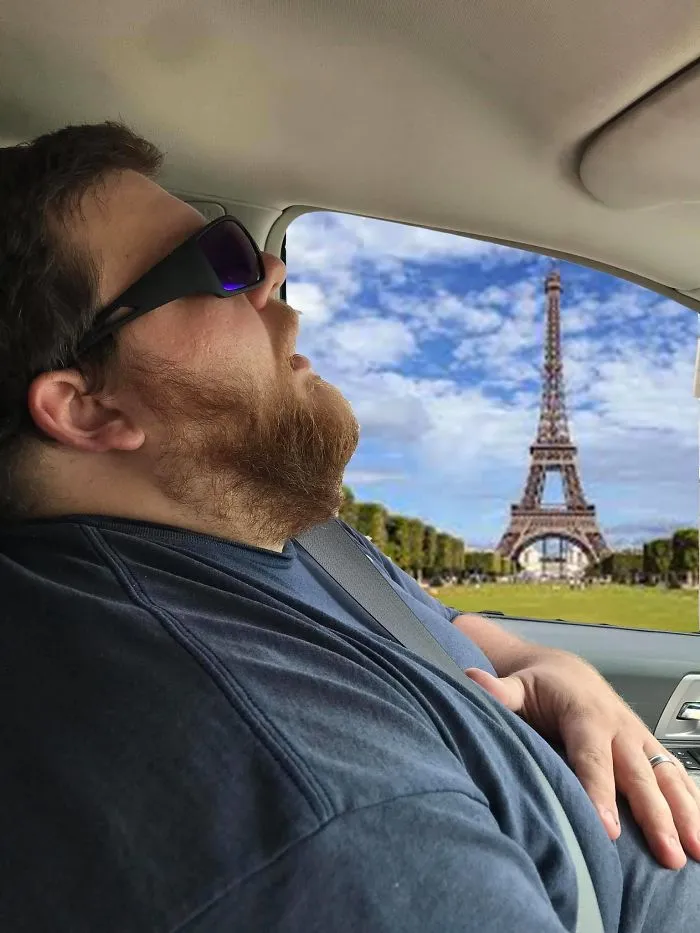 Guy Falls Asleep On A Road Trip, Wife Asks People To Photoshop What He Missed While Sleeping (30 Pics)