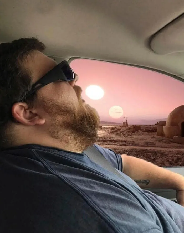 Guy Falls Asleep On A Road Trip, Wife Asks People To Photoshop What He Missed While Sleeping (30 Pics)