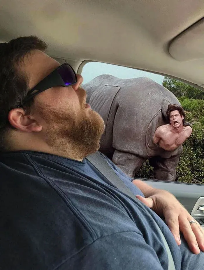 Guy Falls Asleep On A Road Trip, Wife Asks People To Photoshop What He Missed While Sleeping (30 Pics)