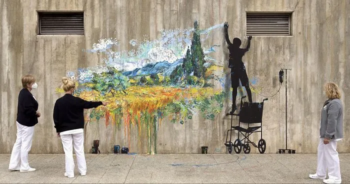I Painted Three Murals On A Local Hospital's Wall To Honor Health Workers During The Global Pandemic