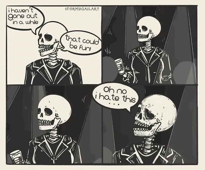 40 Honest Skeleton Comics About Loss, Mental Health, And Therapy By ‘Stormy Gail’