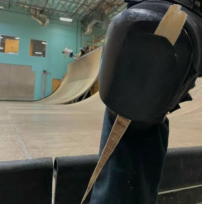 Knee Pad Catches Small Splinter