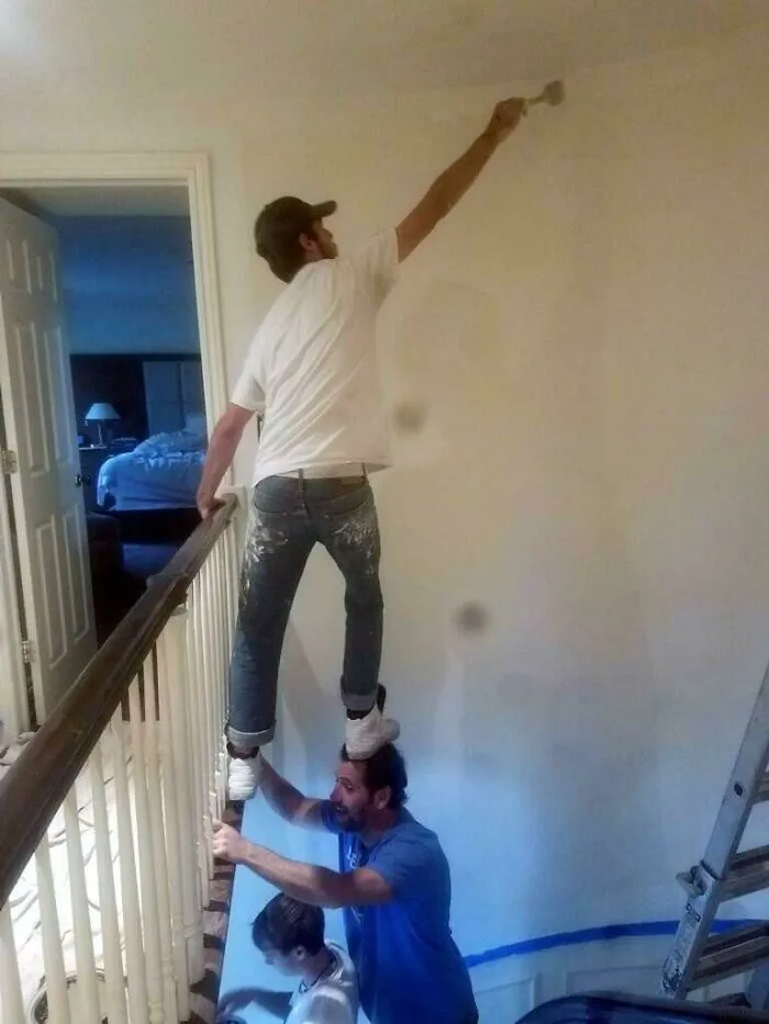 No cabía bien la escalera