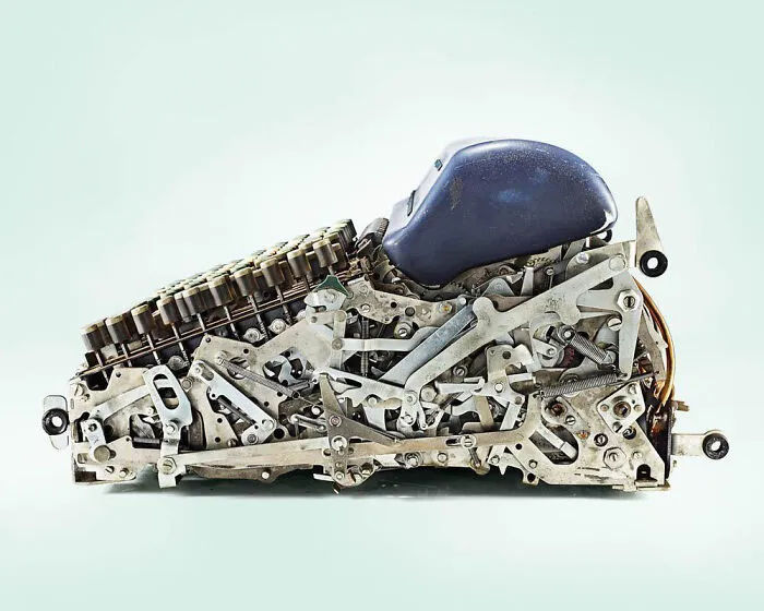 The Open Side View Of An Old Calculator