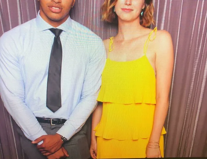 Friend Of Mine Had A Photo Booth Set Up At His Wedding... Probably My Favorite Picture Of My GF (6’2) And I (6’6).