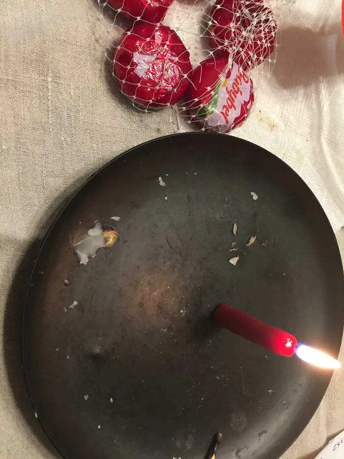 I Made A Candle From The Wax Casing Of Baby Bel Cheeses...