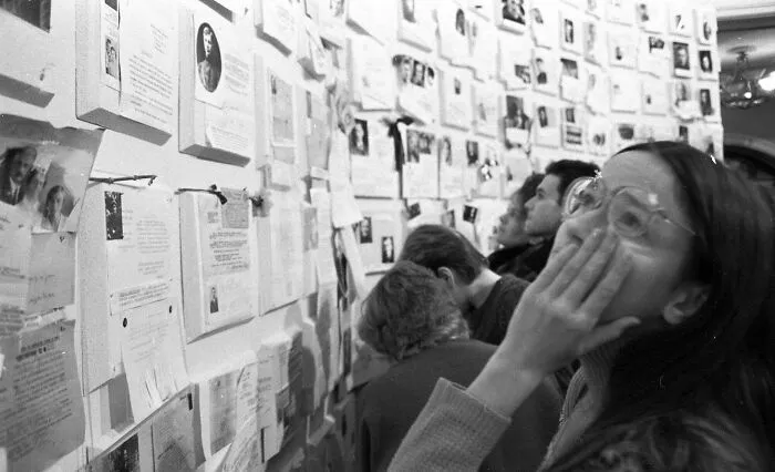 Soviet Citizens Look At The "Wall Of Sorrow", Honoring The Hundreds Of Thousands Of People Killed By Stalinism. In 1988, The Soviet Government Allowed Information Regarding The Victims Of Stalin's Great Purge To Become Public