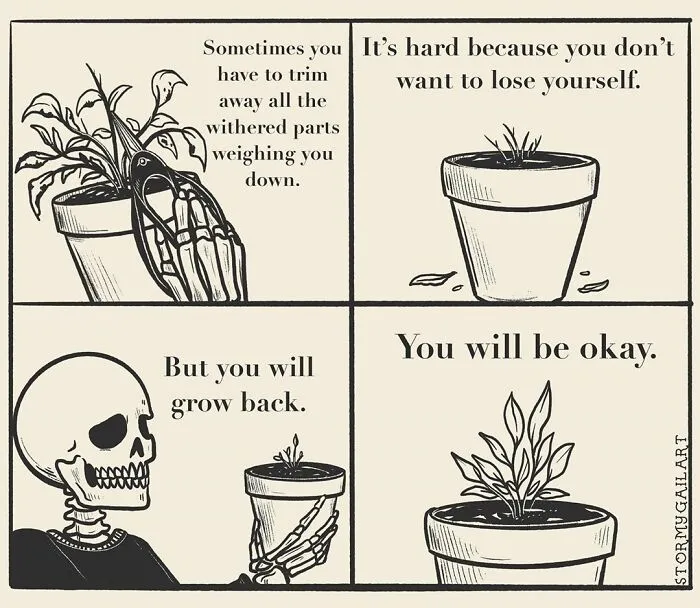 40 Honest Skeleton Comics About Loss, Mental Health, And Therapy By ‘Stormy Gail’
