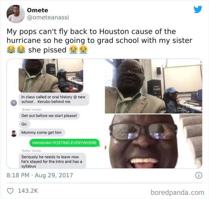 And This Dad Who Sat In On His Daughter's Grad School Class Just To Embarrass Her