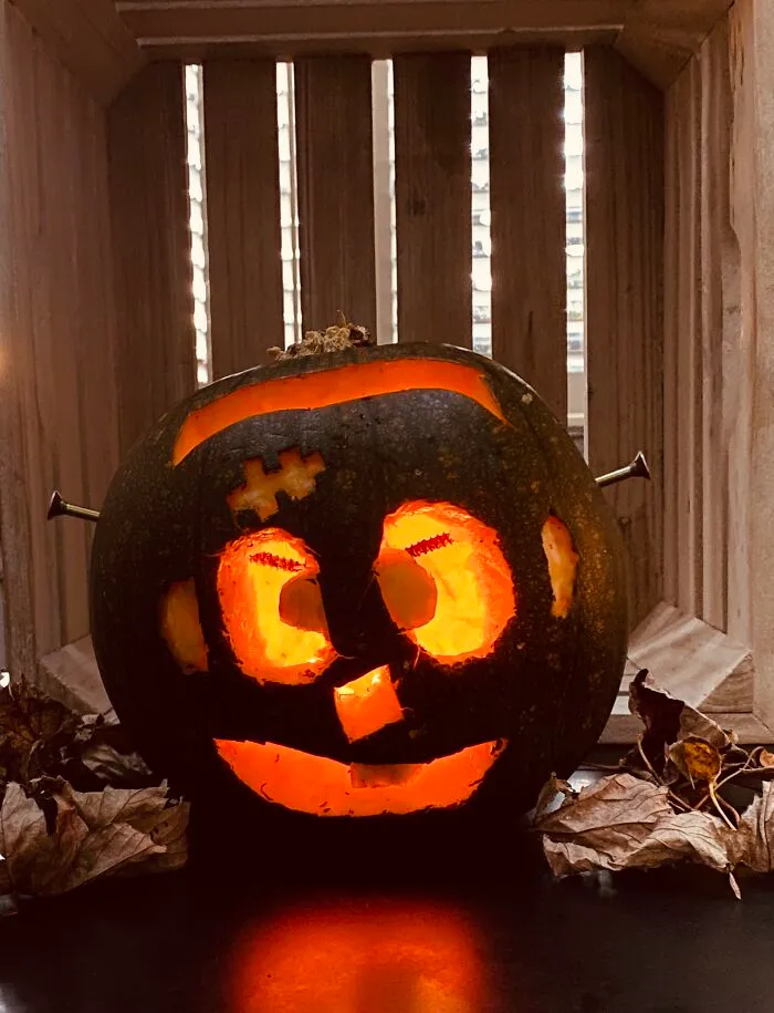 My Little Green Frankenstein - First Time Carving A Pumpkin All By Myself!