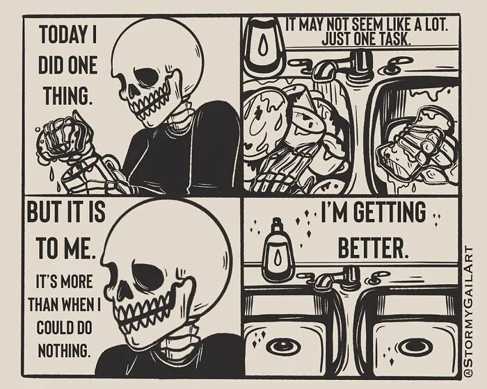 40 Honest Skeleton Comics About Loss, Mental Health, And Therapy By ‘Stormy Gail’