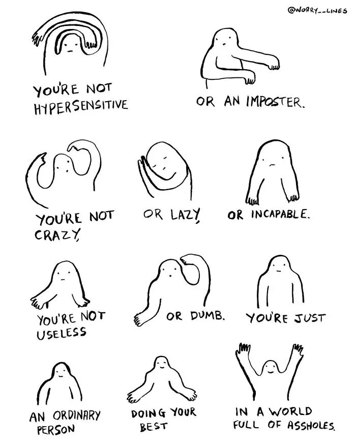 30 Minimalistic Illustrations That Tackle Mental Health By "Worry Lines"