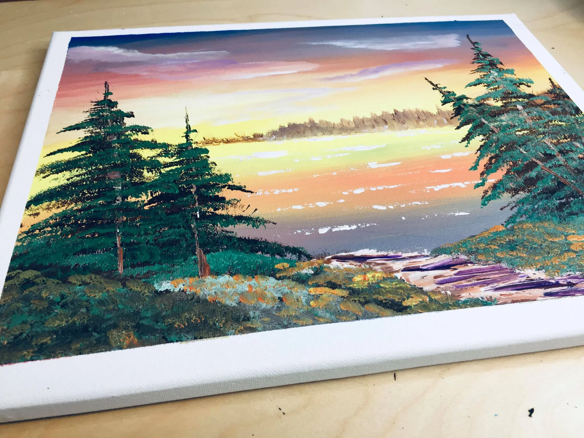 Love Nature, I Painted This Painting Today. This Is Bob Ross Style With Acrylic.