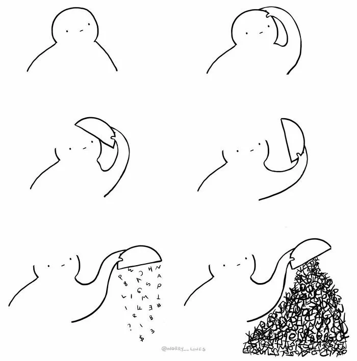 30 Minimalistic Illustrations That Tackle Mental Health By "Worry Lines"
