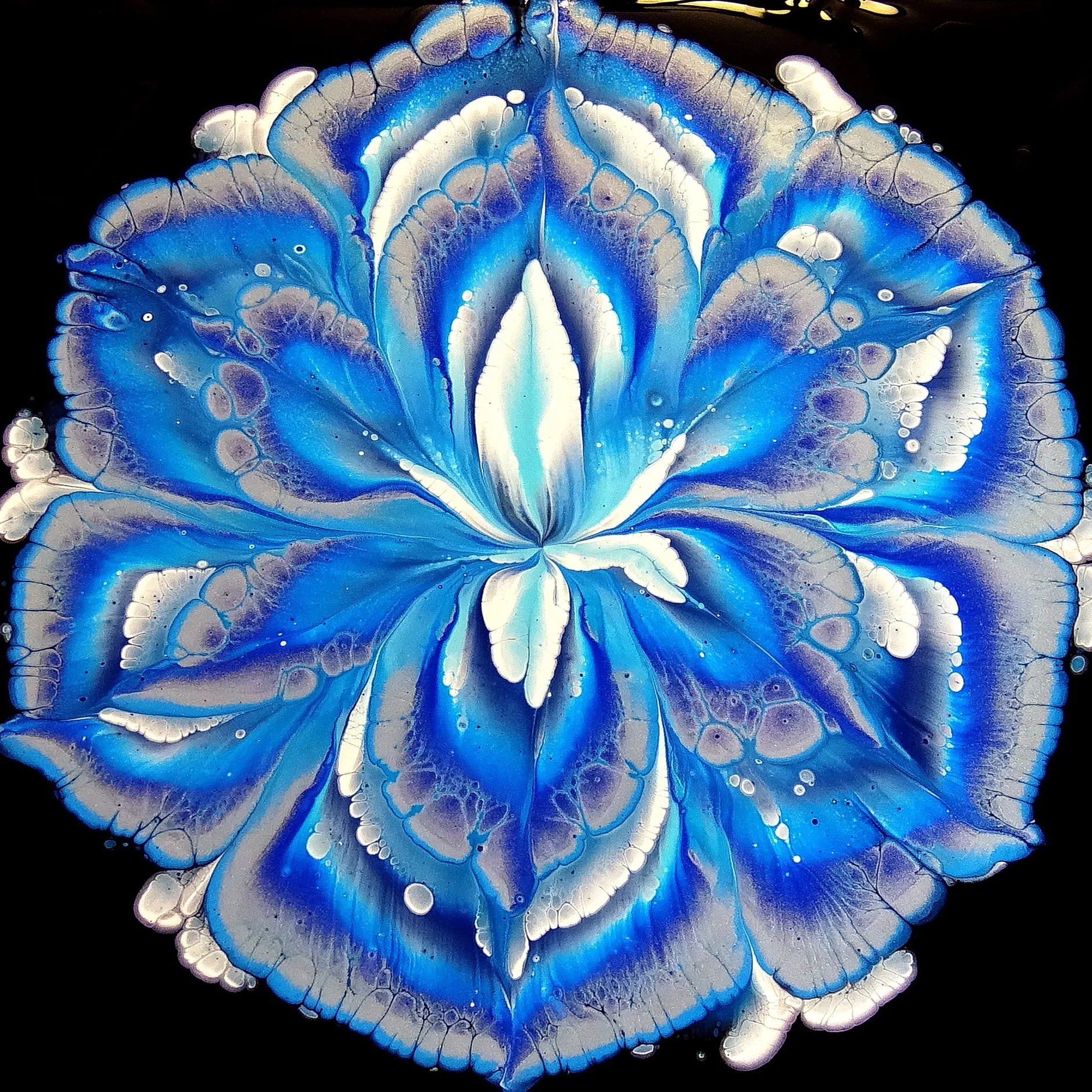 Acrylic Pour Over A Glass ~ Reverse Flower Dip With Paper Napkin ~ Acrylic Pour Painting
