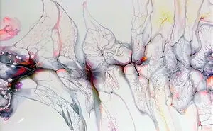 I Made The Webbing Effect With Satin Varnish Using Acrylic Pour Painting Techniques