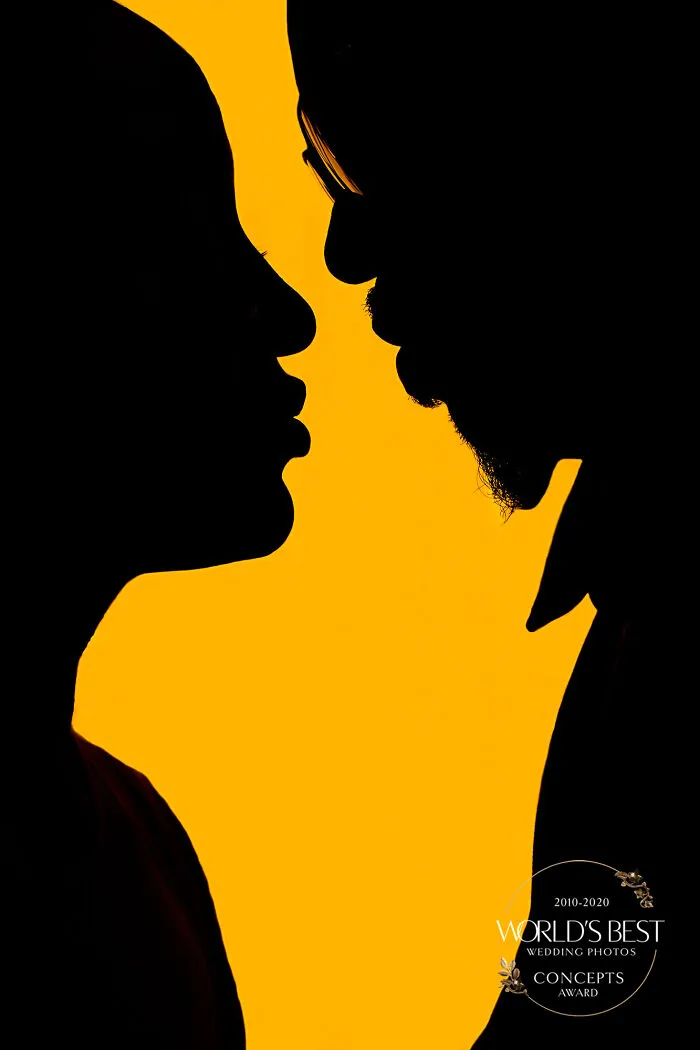 This Rad, Modern Two-Toned Silhouette Of The Bride And Groom  By Christopher Jason Studios