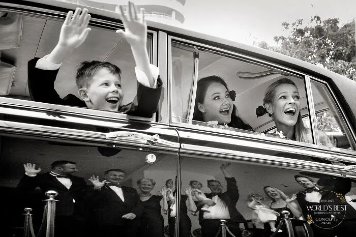 This Out Of The Box Family Portrait Using Reflection From Shiny Limo By Jacki Bruniquel