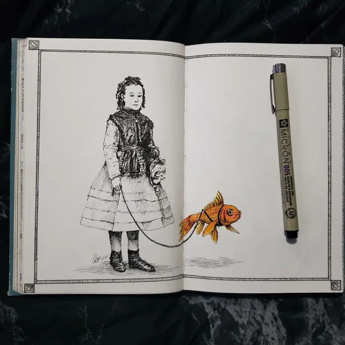 Victorian Girl With Pet Goldfish