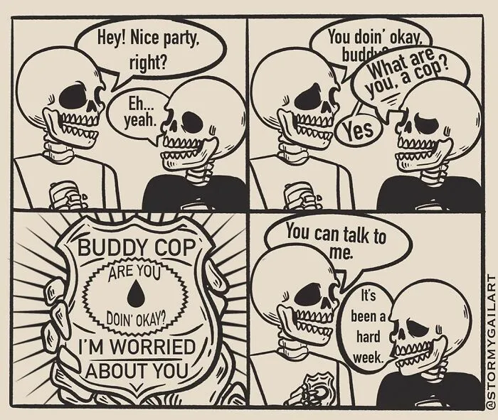 40 Honest Skeleton Comics About Loss, Mental Health, And Therapy By ‘Stormy Gail’