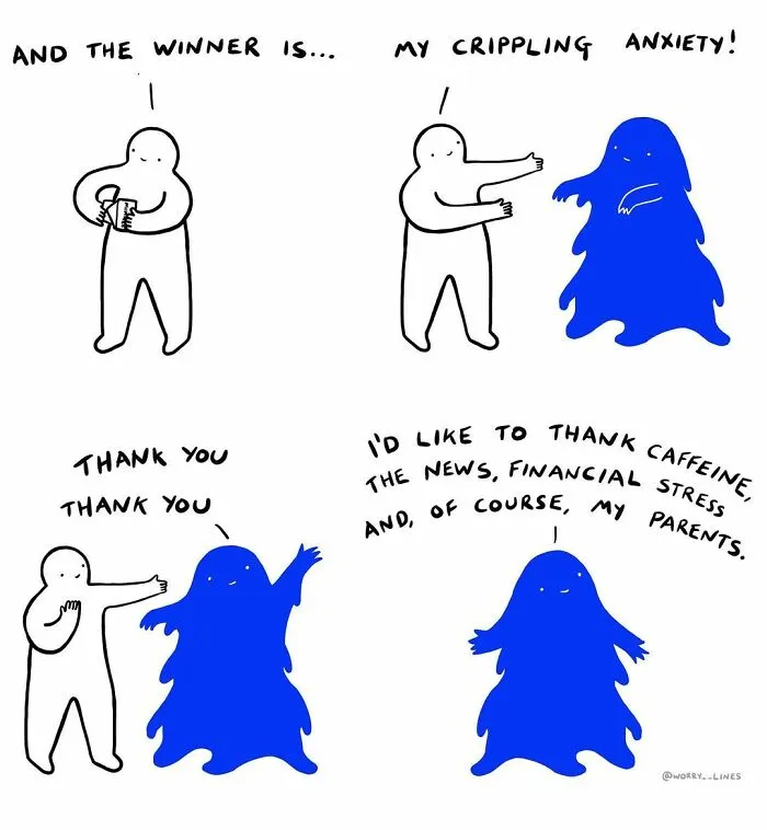 30 Minimalistic Illustrations That Tackle Mental Health By "Worry Lines"