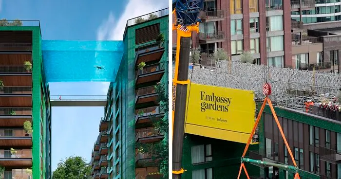 World's First Transparent 'Sky Pool' That Hangs 115 Feet Above London Nears Completion