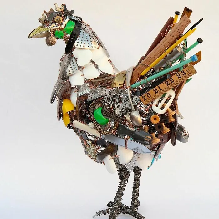 This Artist Repurposes Scrap Metal, Discarded Objects, And Textile Into Lifelike Animal Sculptures (116 Pics)