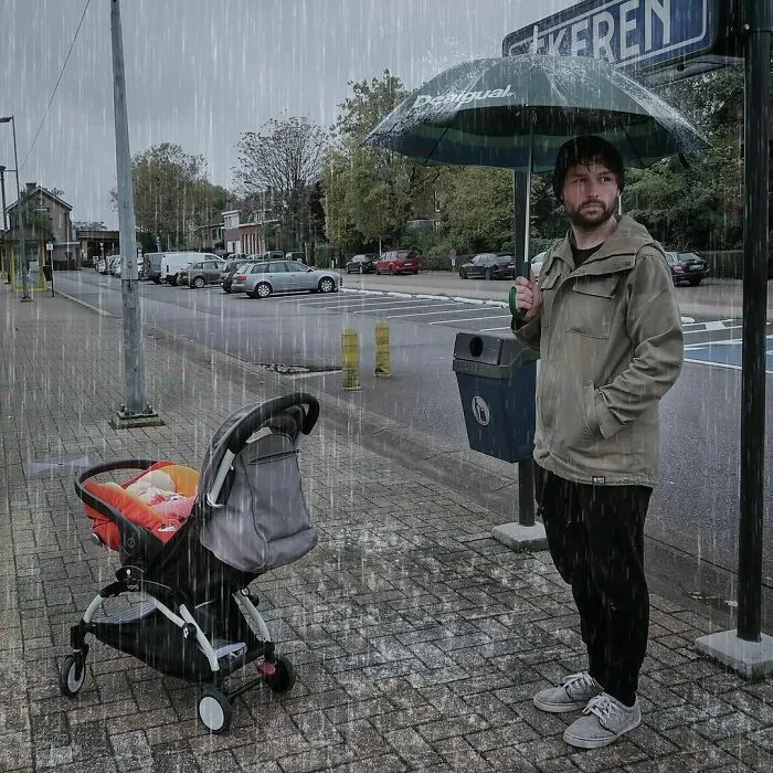 Papá vino preparado para la lluvia, pero yo no