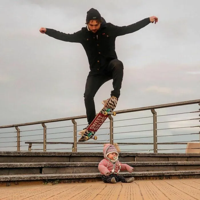 Papá y yo con el monopatín