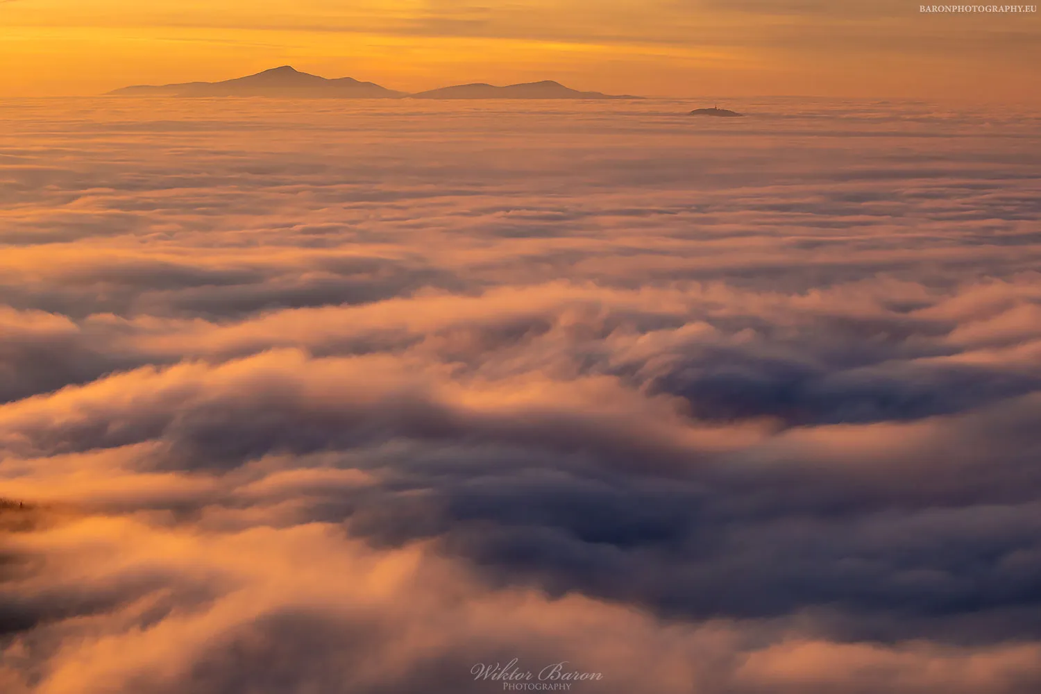a Magical Sunset On The Top Of Mogielica In The Polish Carpathians