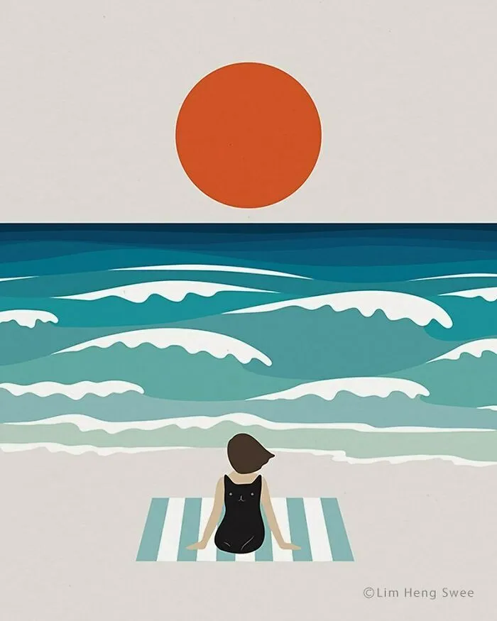 My 25 Minimal Illustrations That Blend Cats Into Landscapes And Other Scenes (New Pics)