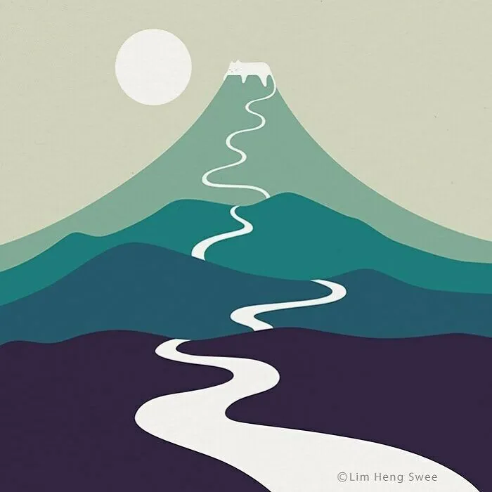 My 25 Minimal Illustrations That Blend Cats Into Landscapes And Other Scenes (New Pics)