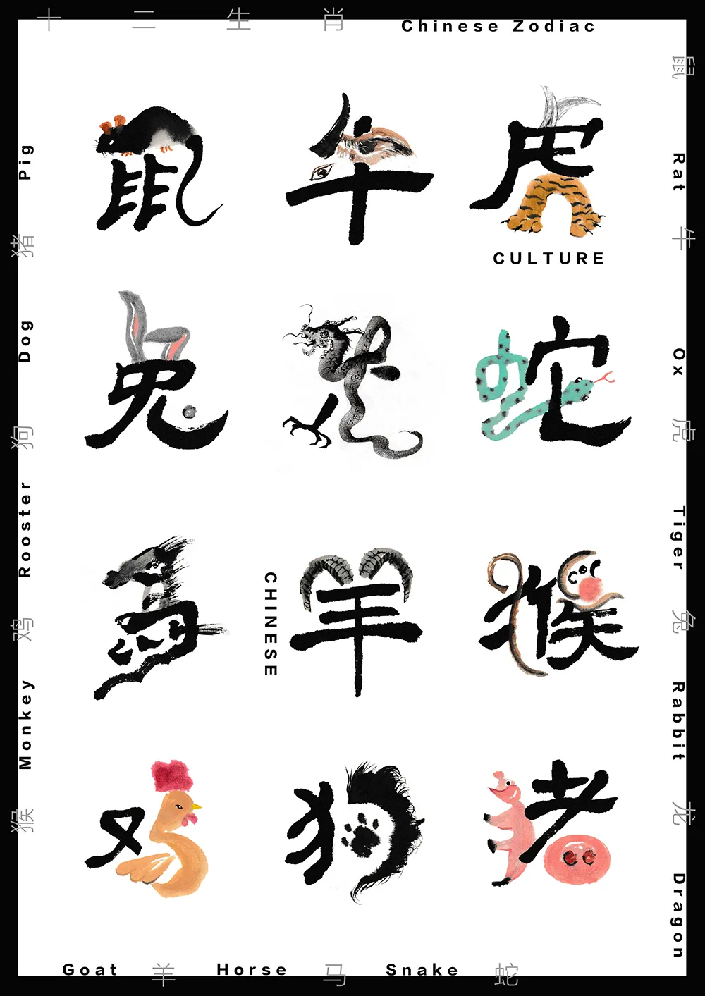 My Hand-Drawing Typography Of The Chinese Zodiac