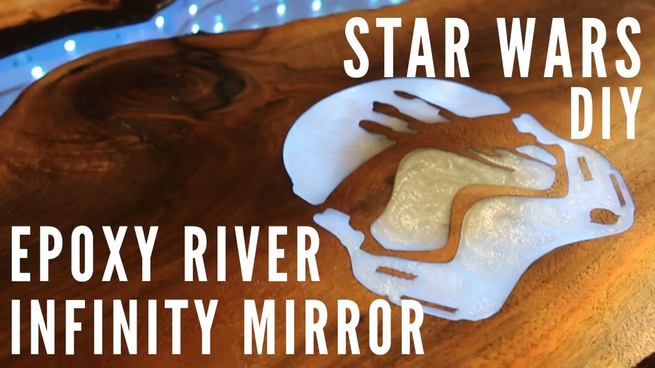 I Made An Epoxy River/Infinity Mirror Desk With A Hidden Star Wars Wireless Charger