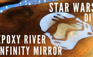 I Made An Epoxy River/Infinity Mirror Desk With A Hidden Star Wars Wireless Charger