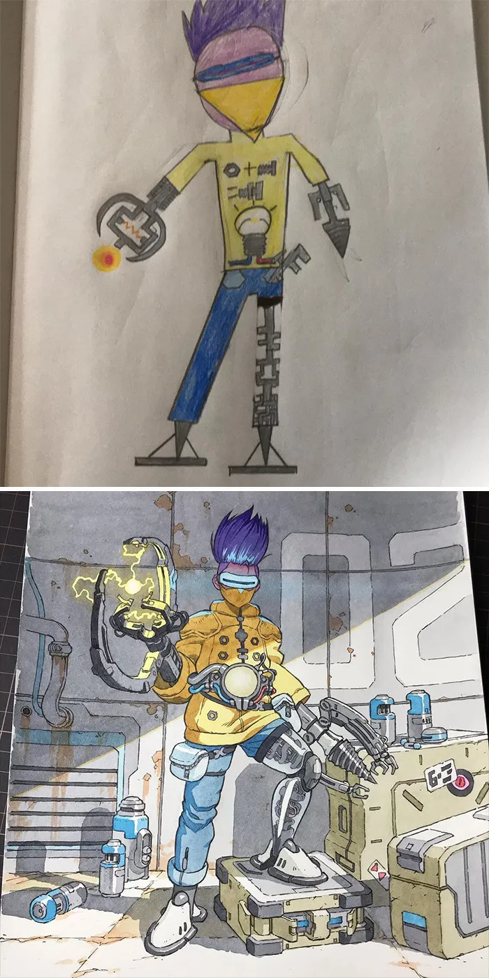 Dad Turns His Sons' Doodles Into Anime Characters, And The Result Is Amazing (12 New Pics)