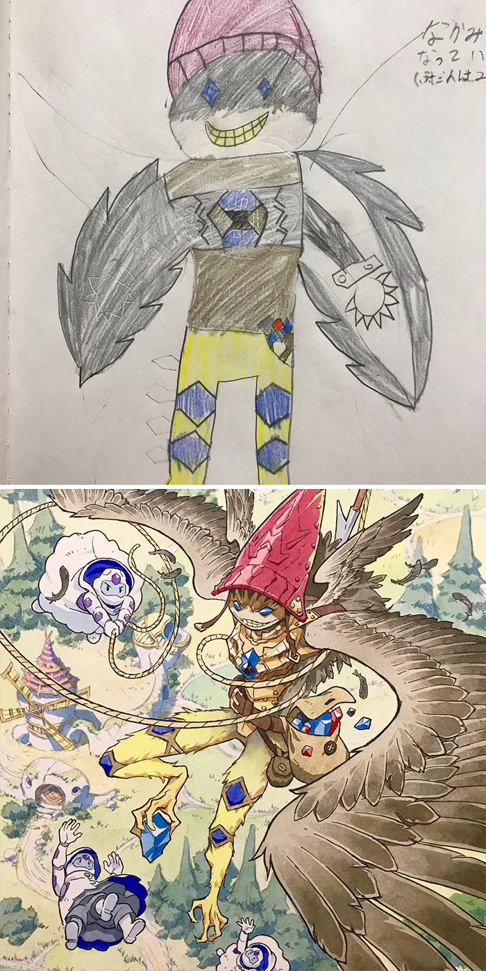 Dad Turns His Sons' Doodles Into Anime Characters, And The Result Is Amazing (12 New Pics)