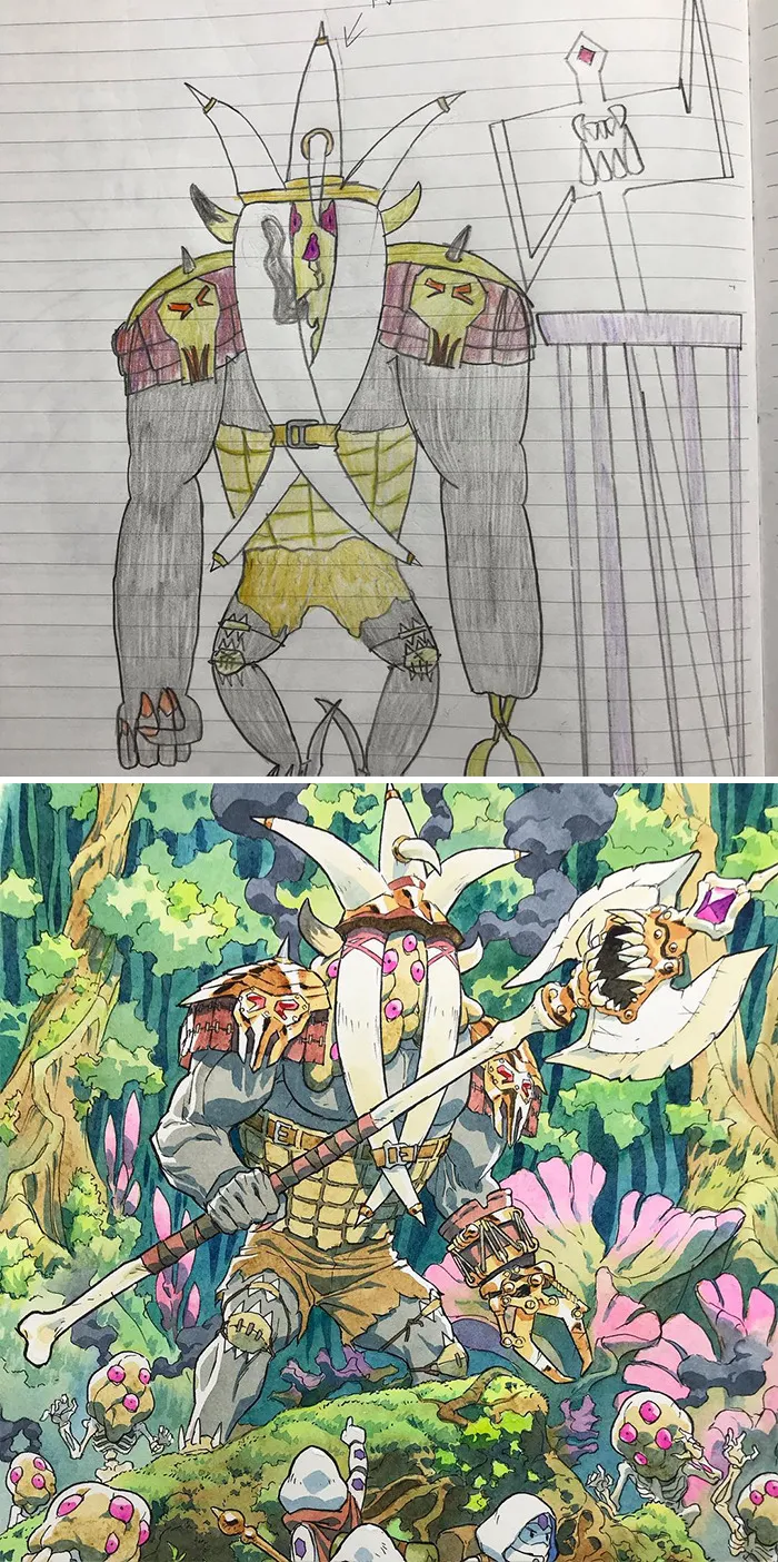 Dad Turns His Sons' Doodles Into Anime Characters, And The Result Is Amazing (12 New Pics)