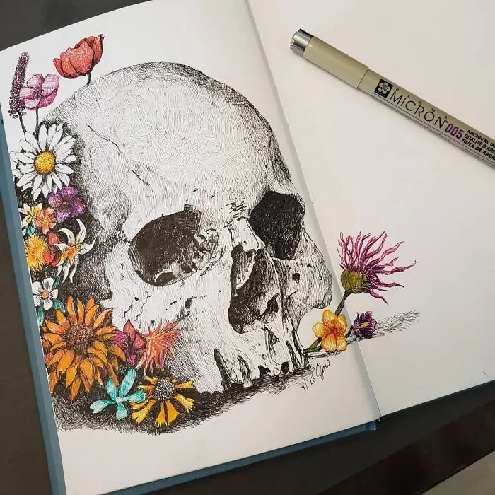 Flowers And Skull